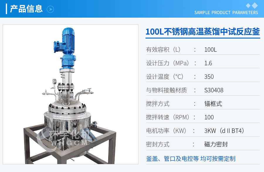 山东100L磁力不锈钢反应釜