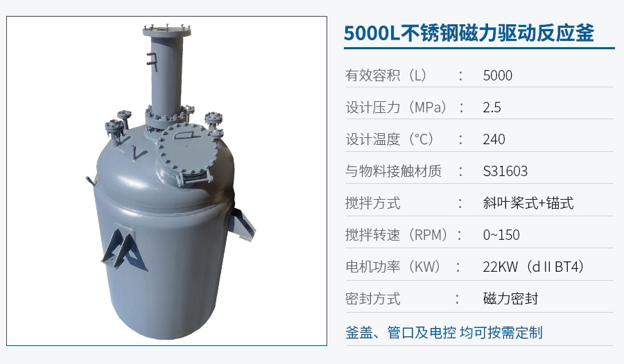 山东5000L磁力反应釜