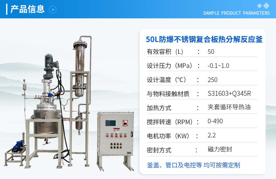 山东50L防爆磁力密封热分解反应釜
