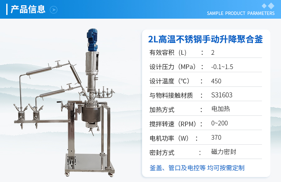 山东2L高温不锈钢聚合反应釜