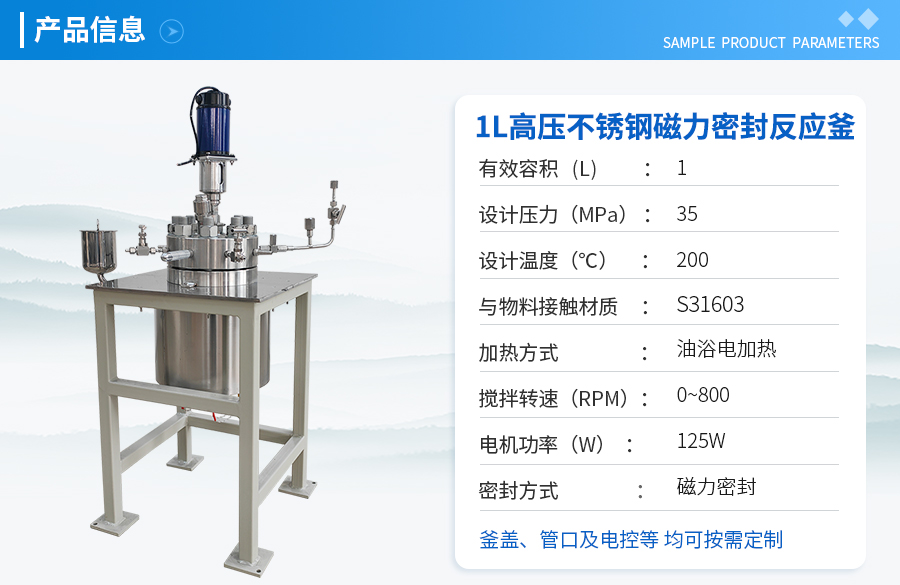 山东1L高压不锈钢磁力密封实验釜